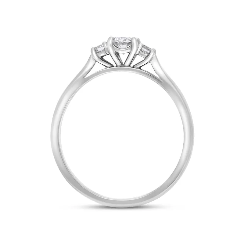Platinum 0.37ct Diamond GIA Certified Oval Cut Three Stone Ring
