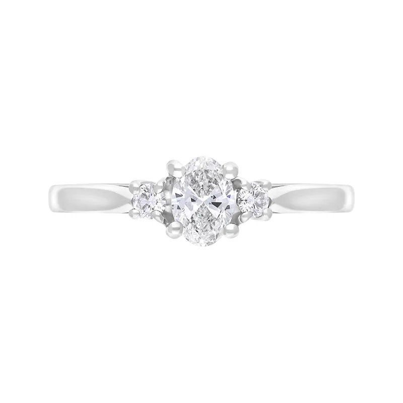 Platinum 0.37ct Diamond GIA Certified Oval Cut Three Stone Ring