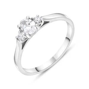 Platinum 0.37ct Diamond GIA Certified Oval Cut Three Stone Ring