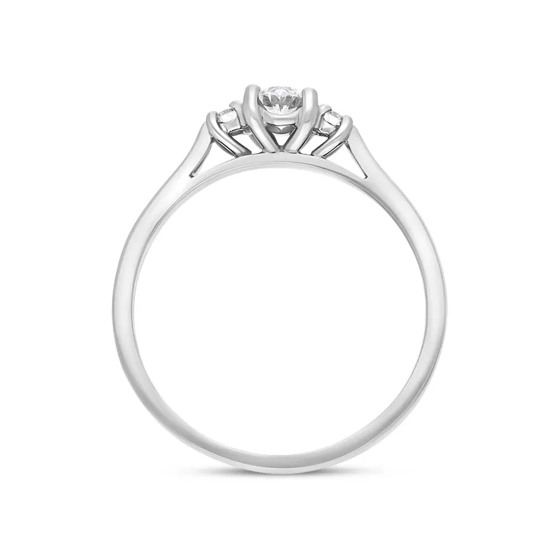 Platinum 0.37ct Diamond GIA Certified Oval Cut Three Stone Ring