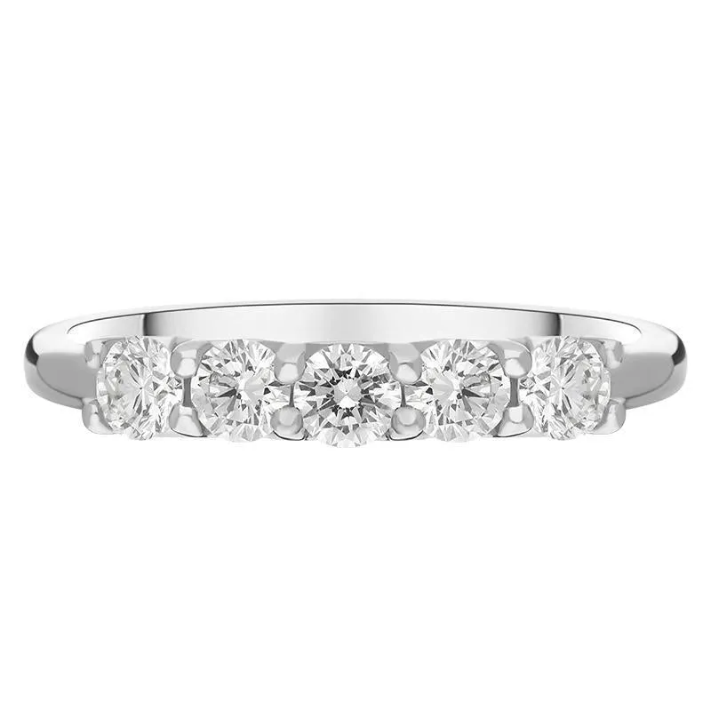 Platinum 0.54ct Diamond Claw Set Wedding Half Eternity Ring