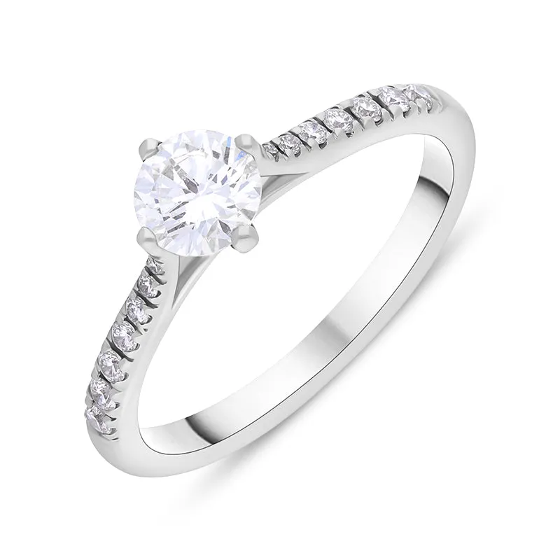 Platinum 0.66ct Diamond GIA Certified Shoulder Set Solitaire Ring