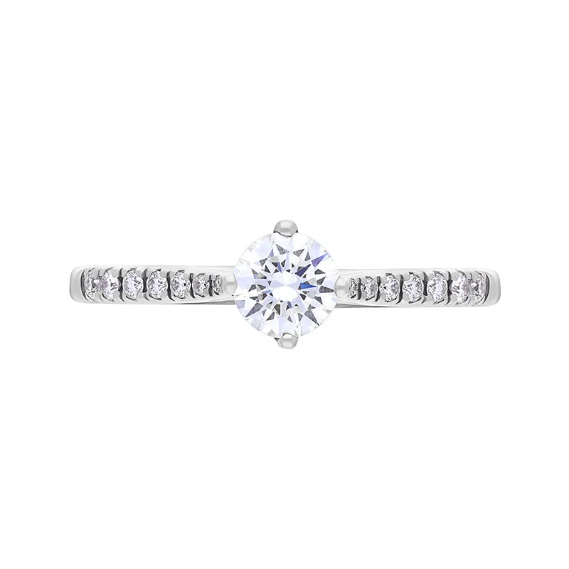 Platinum 0.66ct Diamond GIA Certified Shoulder Set Solitaire Ring