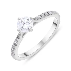 Platinum 0.66ct Diamond GIA Certified Shoulder Set Solitaire Ring