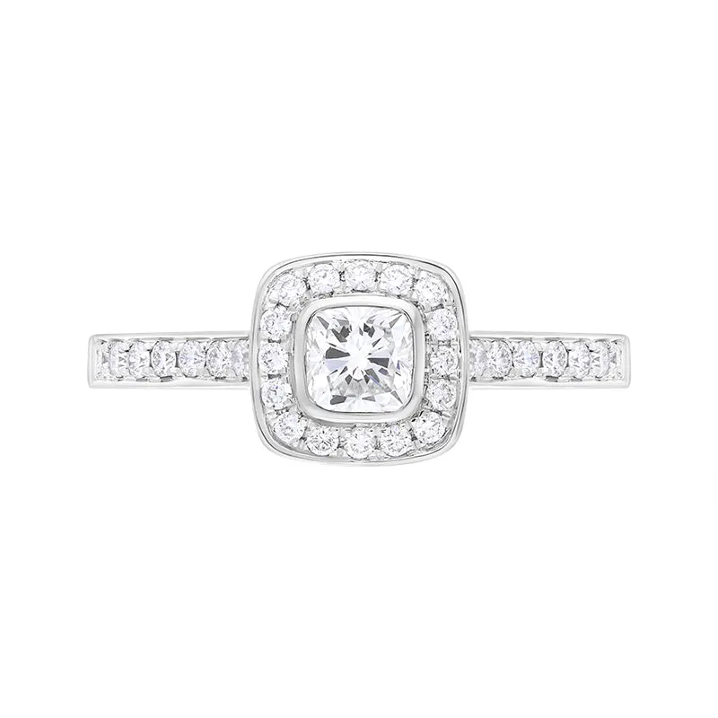 Platinum 0.67ct Diamond GIA Certified Shoulder Set Cluster Ring