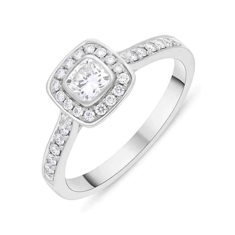 Platinum 0.67ct Diamond GIA Certified Shoulder Set Cluster Ring