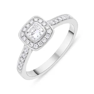 Platinum 0.67ct Diamond GIA Certified Shoulder Set Cluster Ring