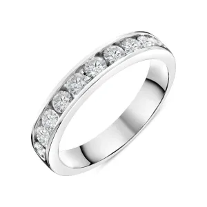 Platinum 0.75ct Diamond Channel Set Wedding Half Eternity Ring