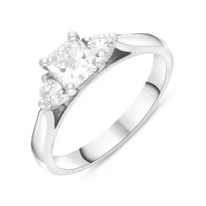 Platinum 0.77ct Diamond GIA Certified Cushion Cut Three Stone Ring