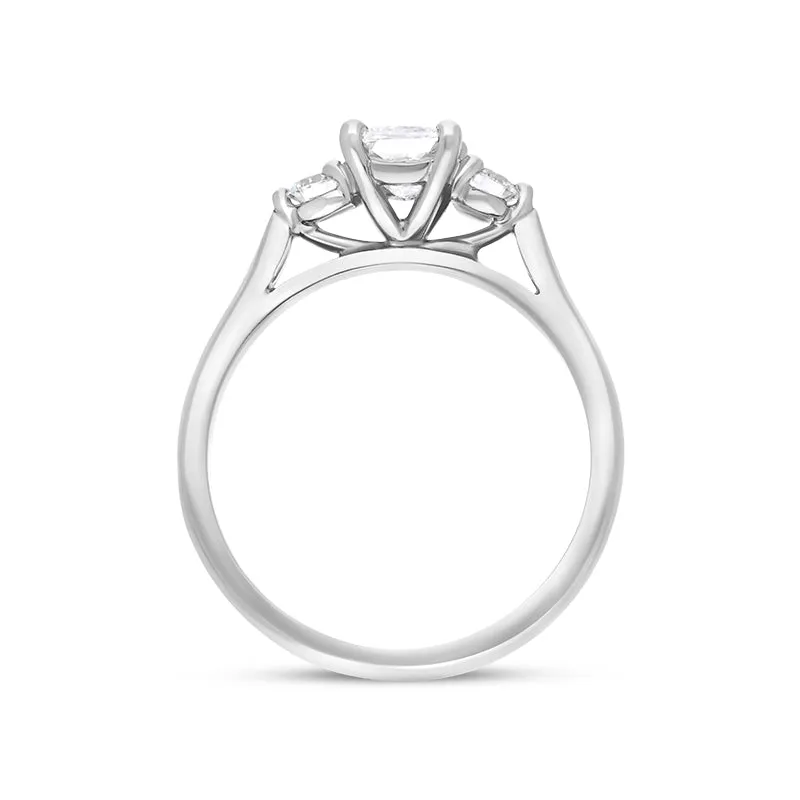 Platinum 0.77ct Diamond GIA Certified Cushion Cut Three Stone Ring