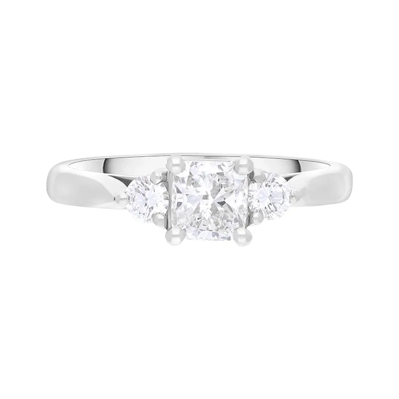 Platinum 0.77ct Diamond GIA Certified Cushion Cut Three Stone Ring