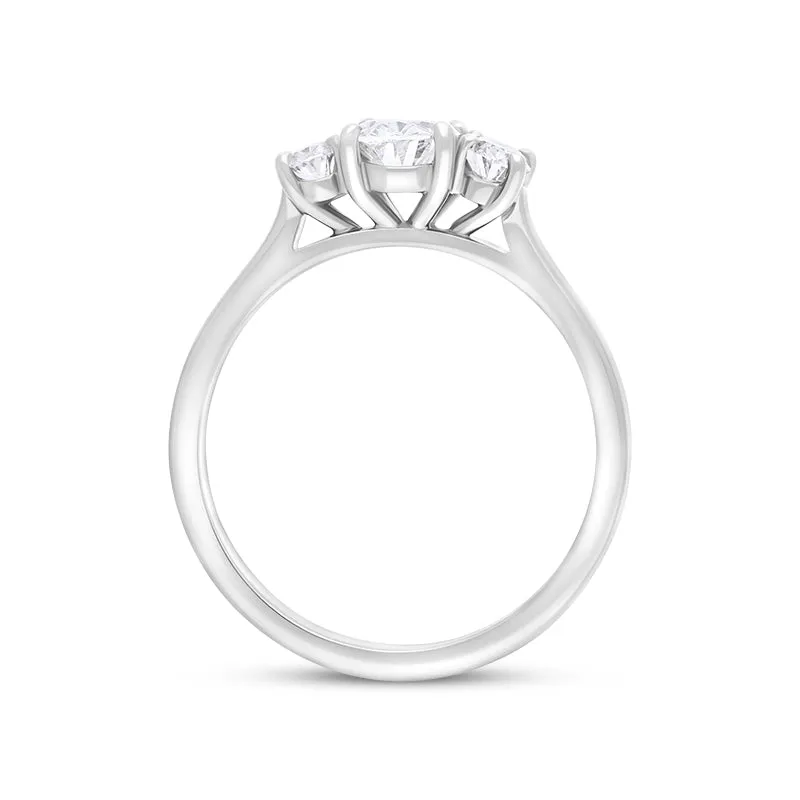 Platinum 1.08ct Diamond GIA Certified Oval Cut Three Stone Ring