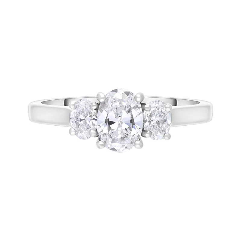 Platinum 1.08ct Diamond GIA Certified Oval Cut Three Stone Ring
