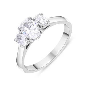 Platinum 1.08ct Diamond GIA Certified Oval Cut Three Stone Ring