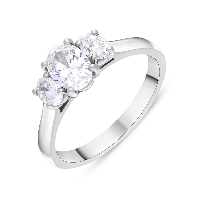 Platinum 1.08ct Diamond GIA Certified Oval Cut Three Stone Ring