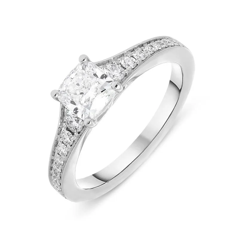 Platinum 1.17ct Diamond Cushion Cut Ring
