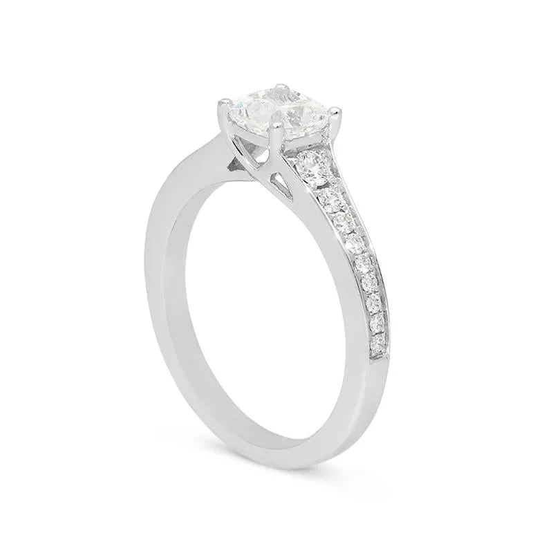 Platinum 1.17ct Diamond Cushion Cut Ring