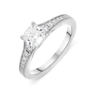 Platinum 1.17ct Diamond Cushion Cut Ring