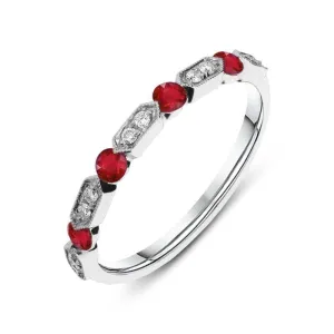 Platinum Diamond 0.30ct Ruby Half Eternity Ring
