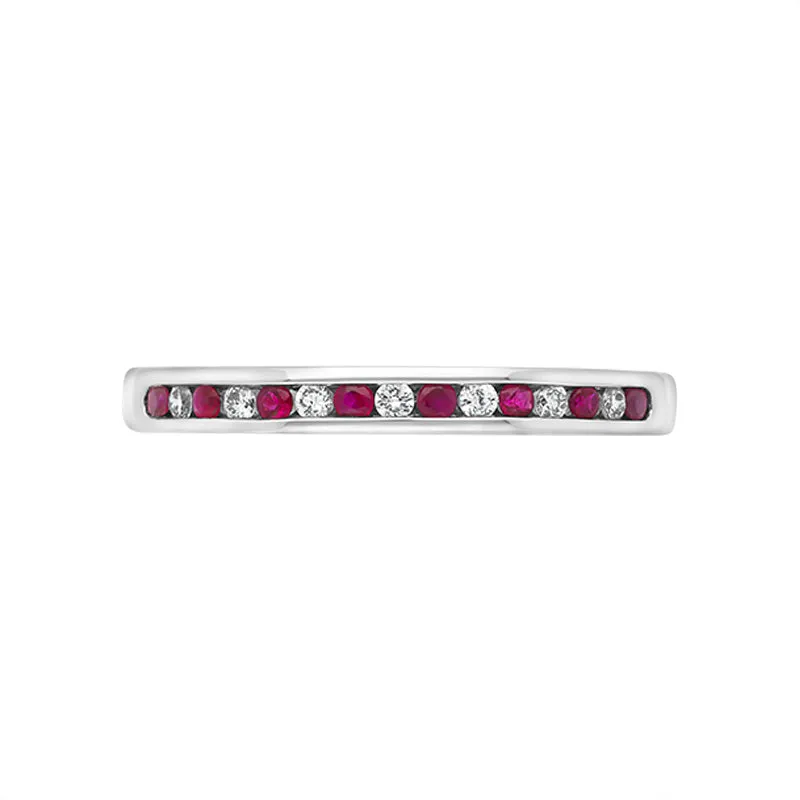 Platinum Ruby Diamond Channel Set Half Eternity Ring