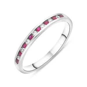 Platinum Ruby Diamond Channel Set Half Eternity Ring