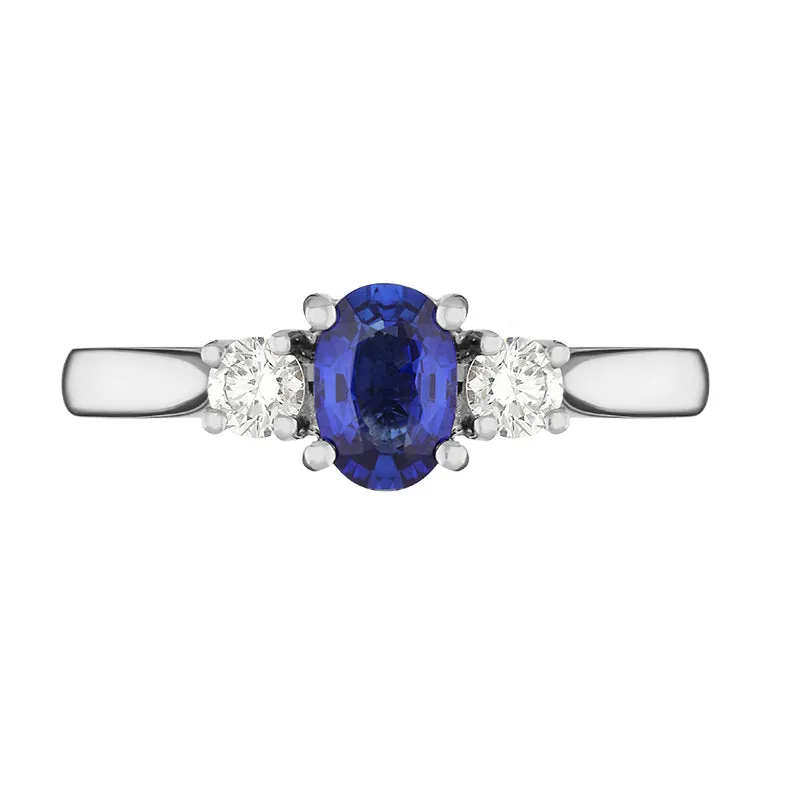 Platinum Sapphire Diamond Three Stone Ring