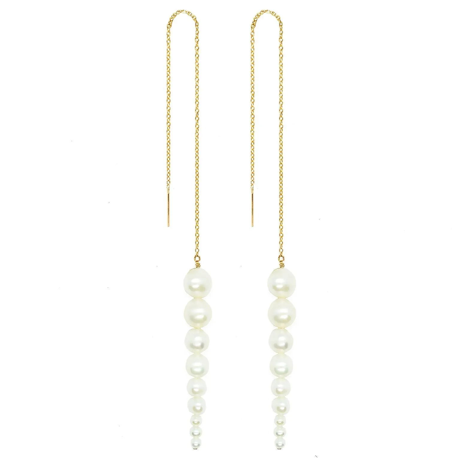 Pointy Pearl Gold Plated Earrings w. Pearl