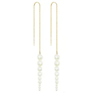 Pointy Pearl Gold Plated Earrings w. Pearl