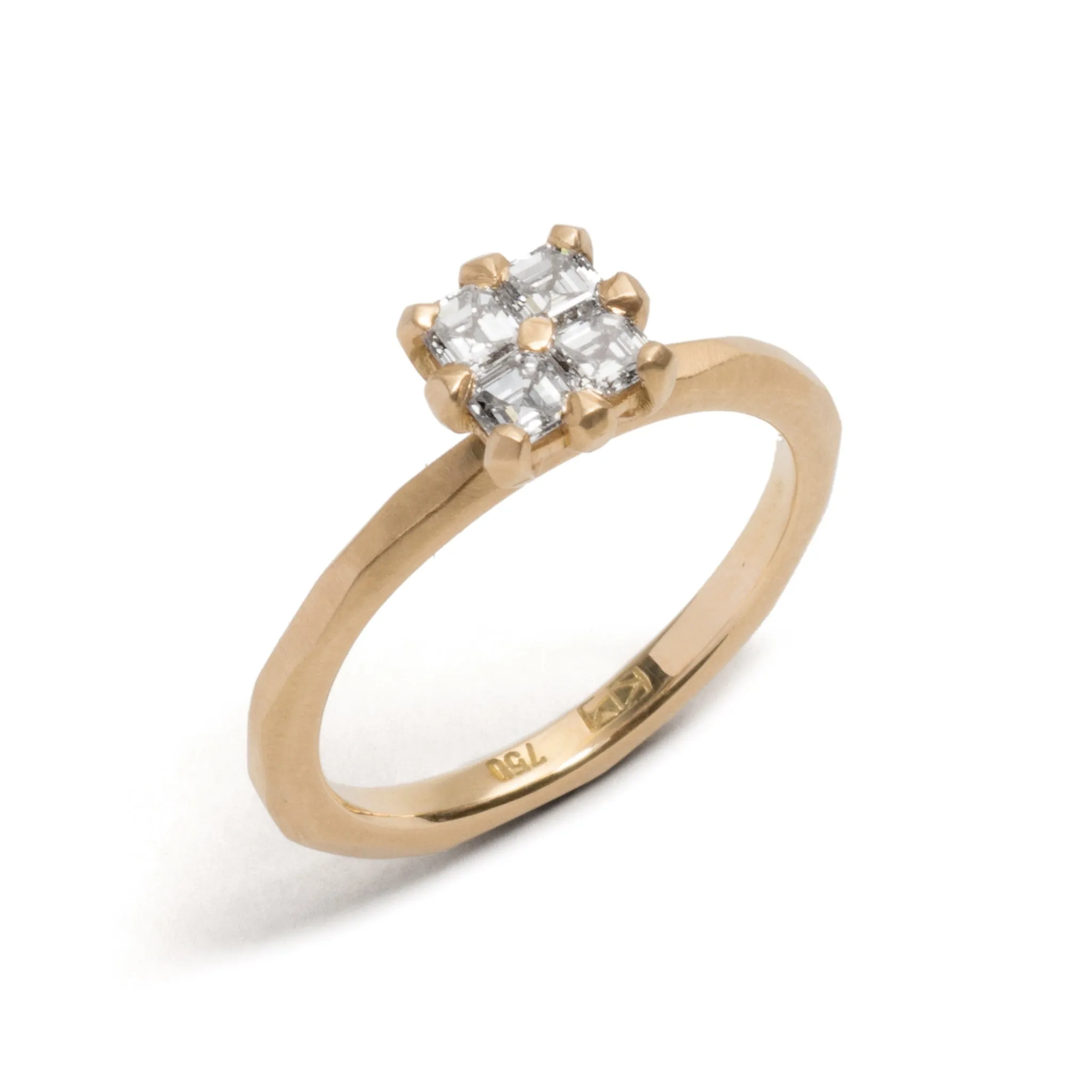 Quadruple Asscher Cut Diamond Soul Mates Ring Pieces of Eight