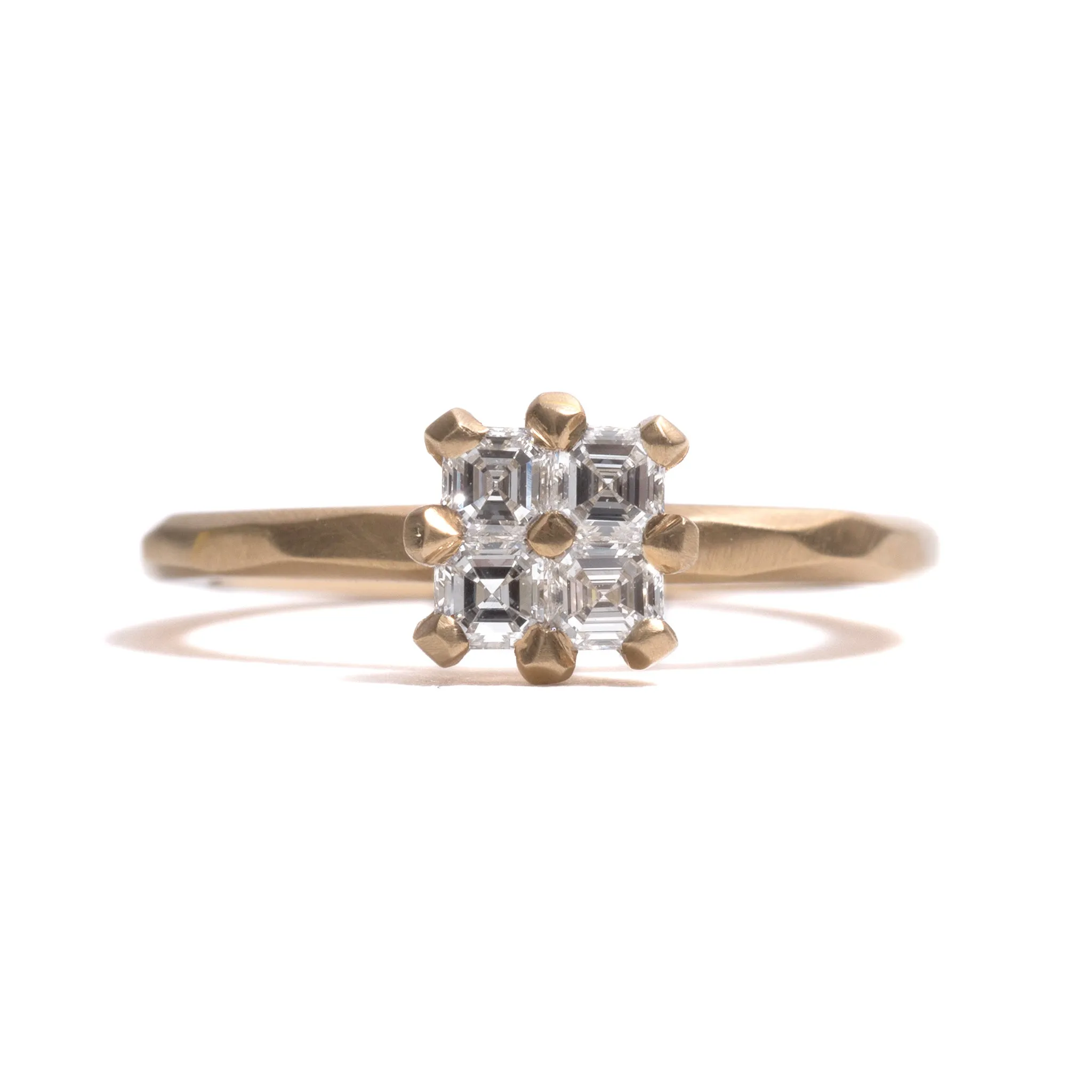 Quadruple Asscher Cut Diamond Soul Mates Ring Pieces of Eight
