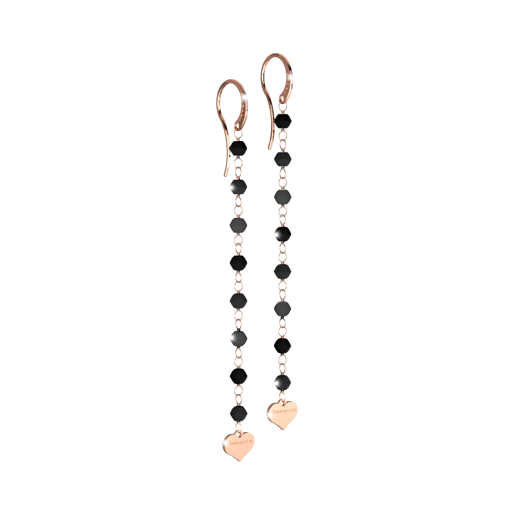 Rebecca Pepite 925 Silver Drop Earrings Hydrothermal With Black Stone