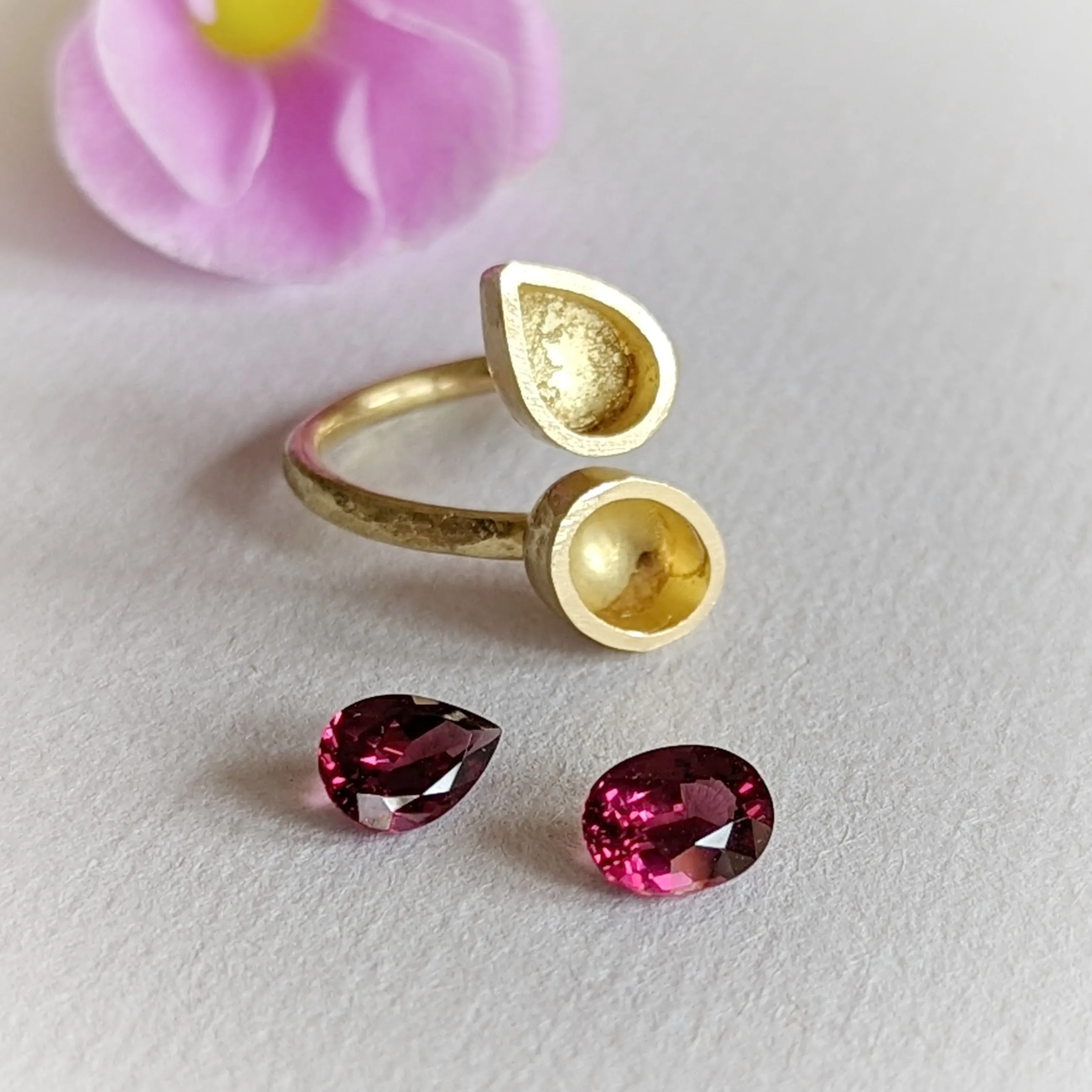 Rhodolite Garnet and Diamond Swirl Ring Pieces of Eight