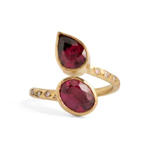 Rhodolite Garnet and Diamond Swirl Ring Pieces of Eight