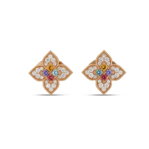 Roberto Coin 18ct Rose Gold 0.77ct Diamond & Mixed Gemstones Venetian Princess Carnival Stud Earrings