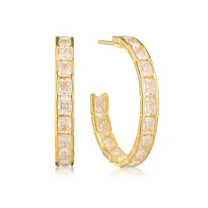 Roccanova Circolo Grande 18K Gold Plated Hoops w. Zirconias