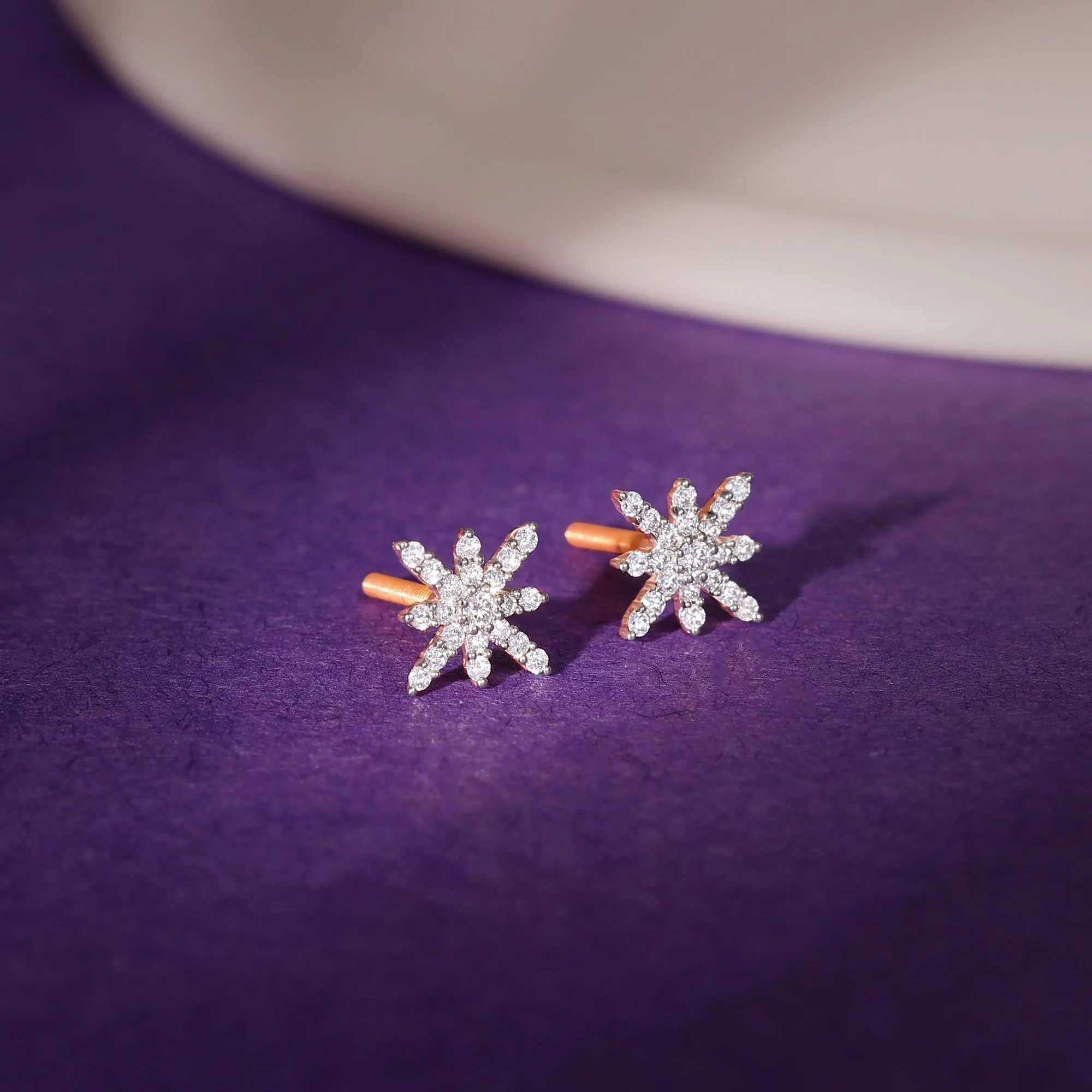 Rose Gold Beautiful Jasmine Diamond Earrings Giva