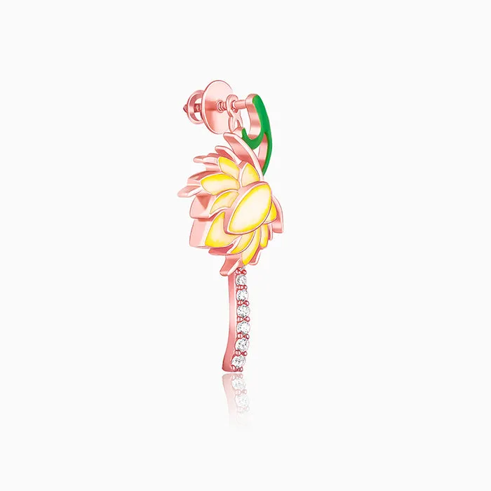 Rose Gold Brilliant Brahma Kamal Convertible Earrings Giva