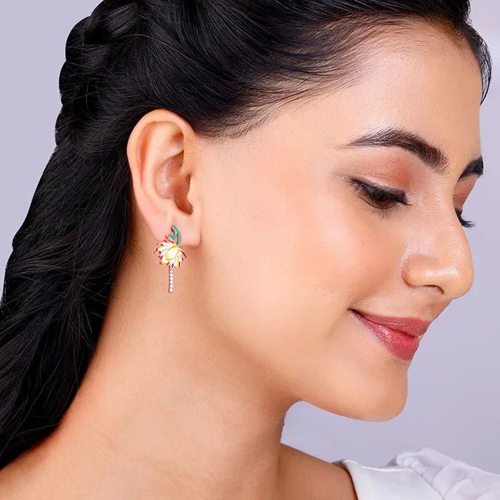 Rose Gold Brilliant Brahma Kamal Convertible Earrings Giva