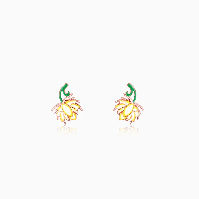 Rose Gold Brilliant Brahma Kamal Convertible Earrings Giva