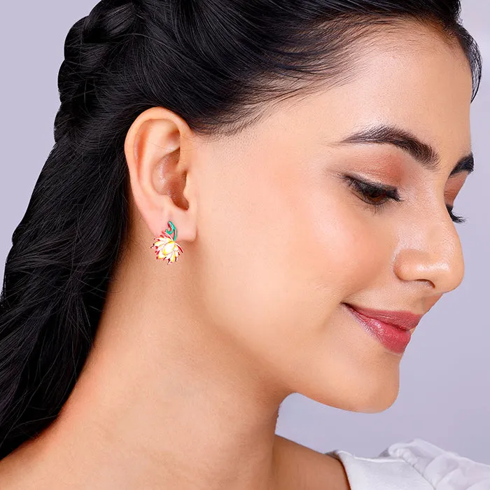 Rose Gold Brilliant Brahma Kamal Convertible Earrings Giva