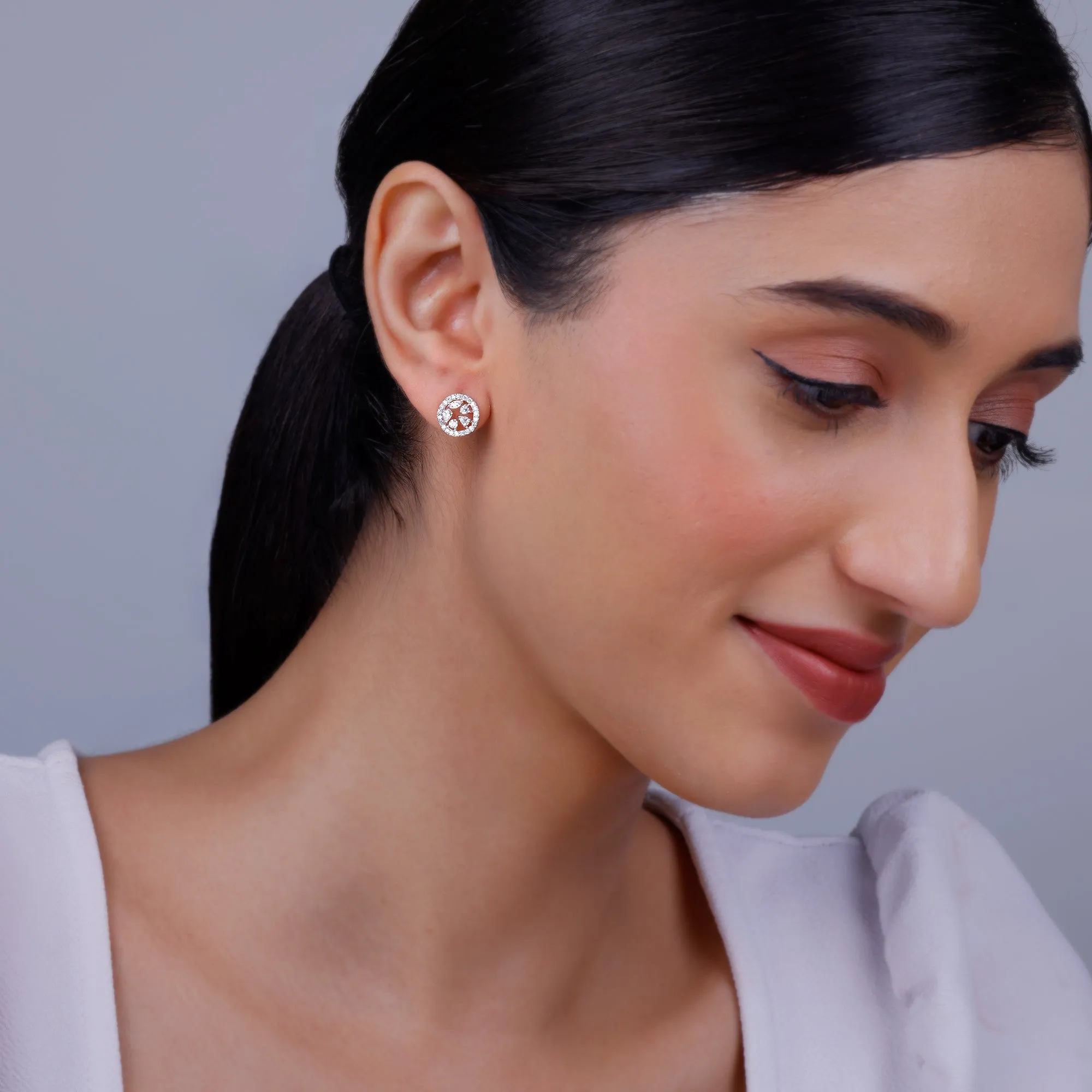 Rose Gold Circular Dazzle Diamond Earrings Giva