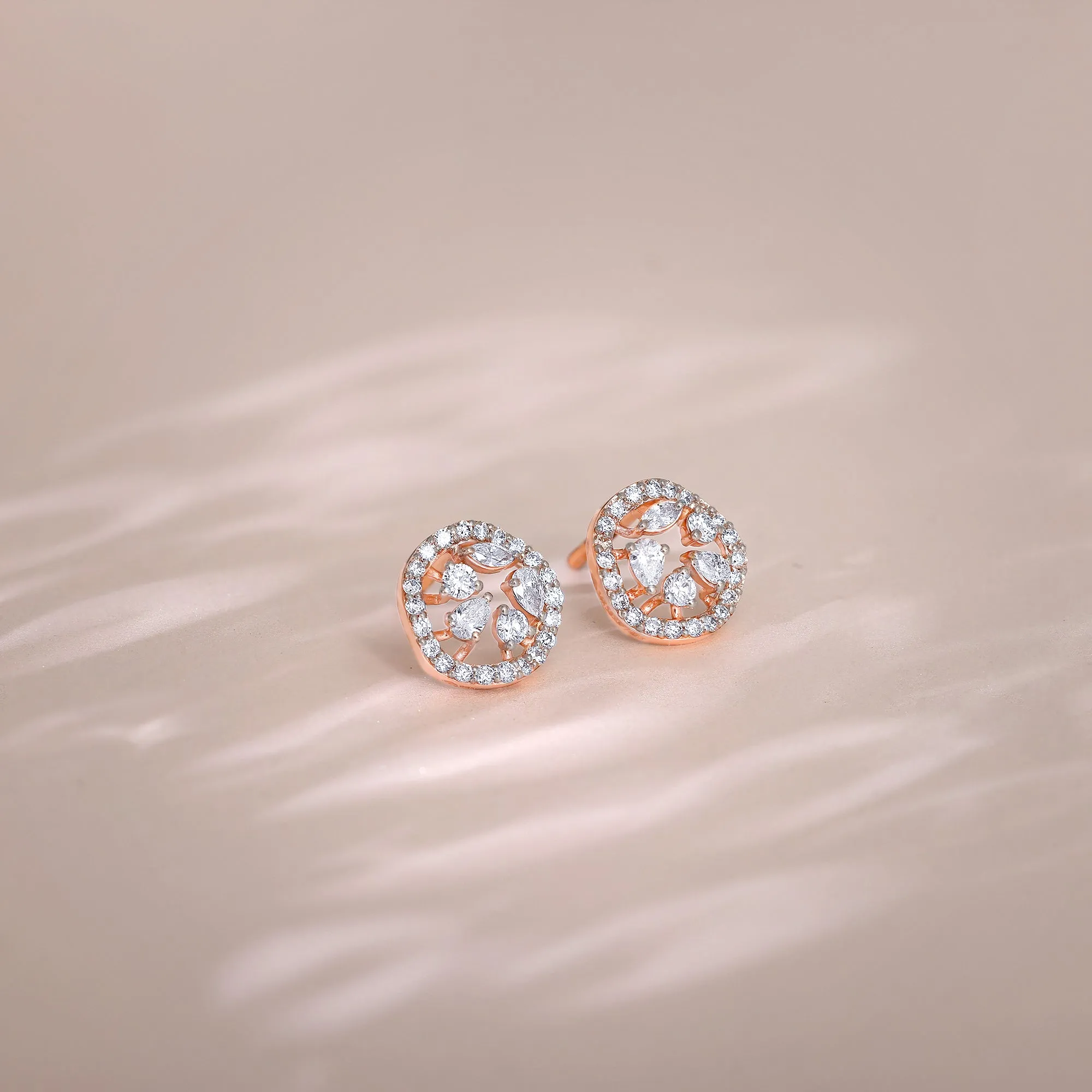 Rose Gold Circular Dazzle Diamond Earrings Giva