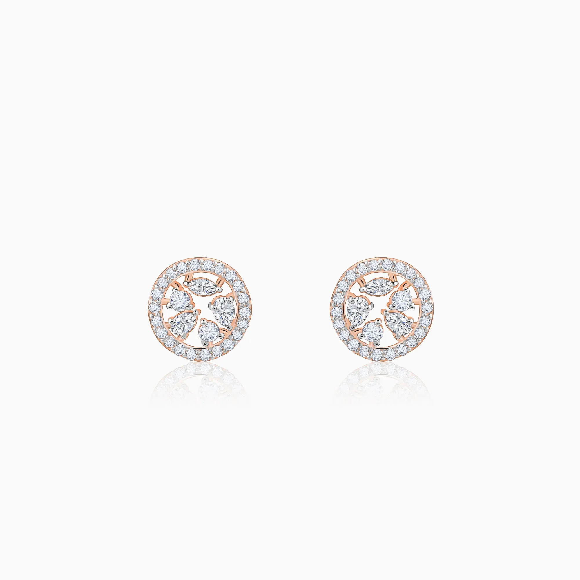 Rose Gold Circular Dazzle Diamond Earrings Giva