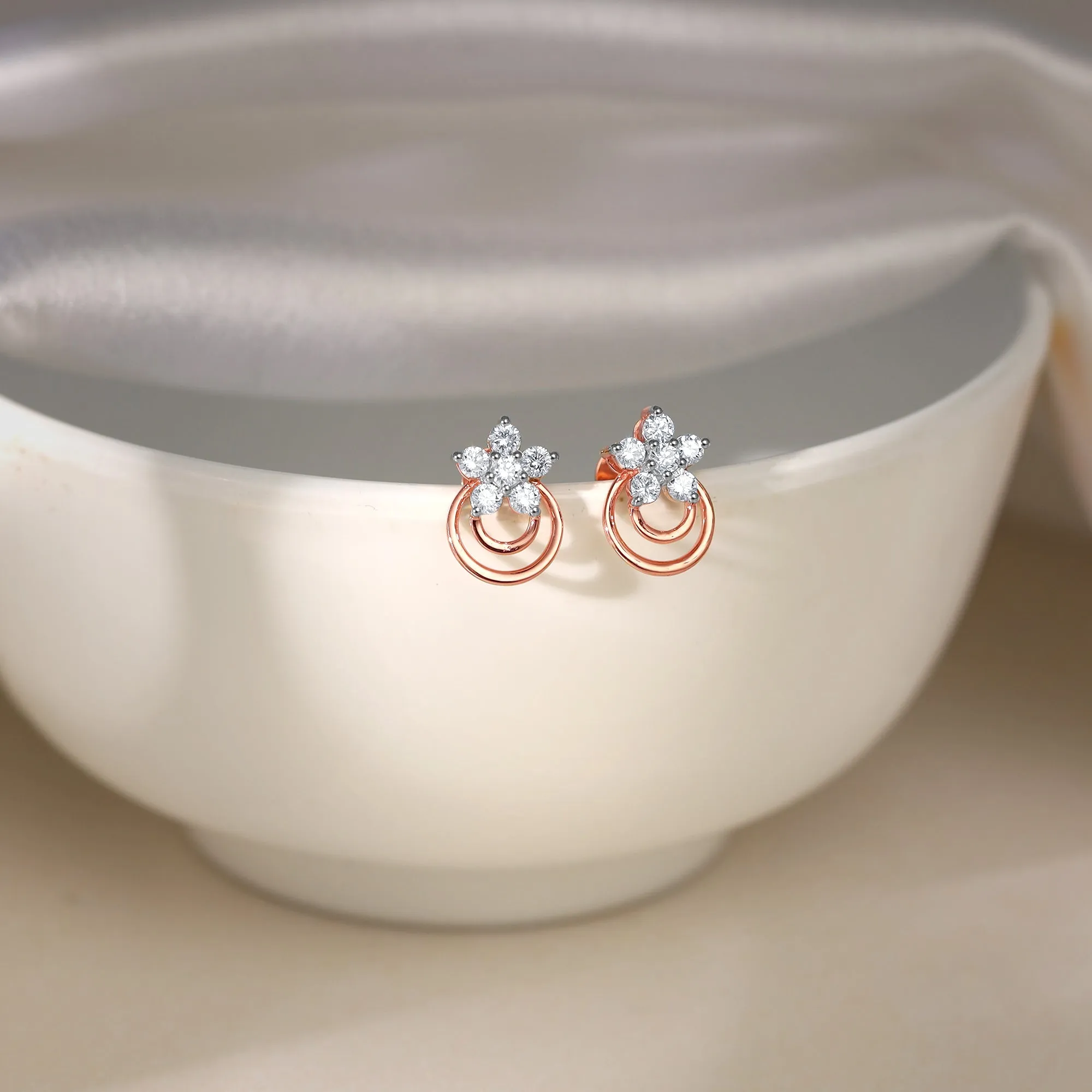 Rose Gold Cosmic Petal Diamond Studs Giva