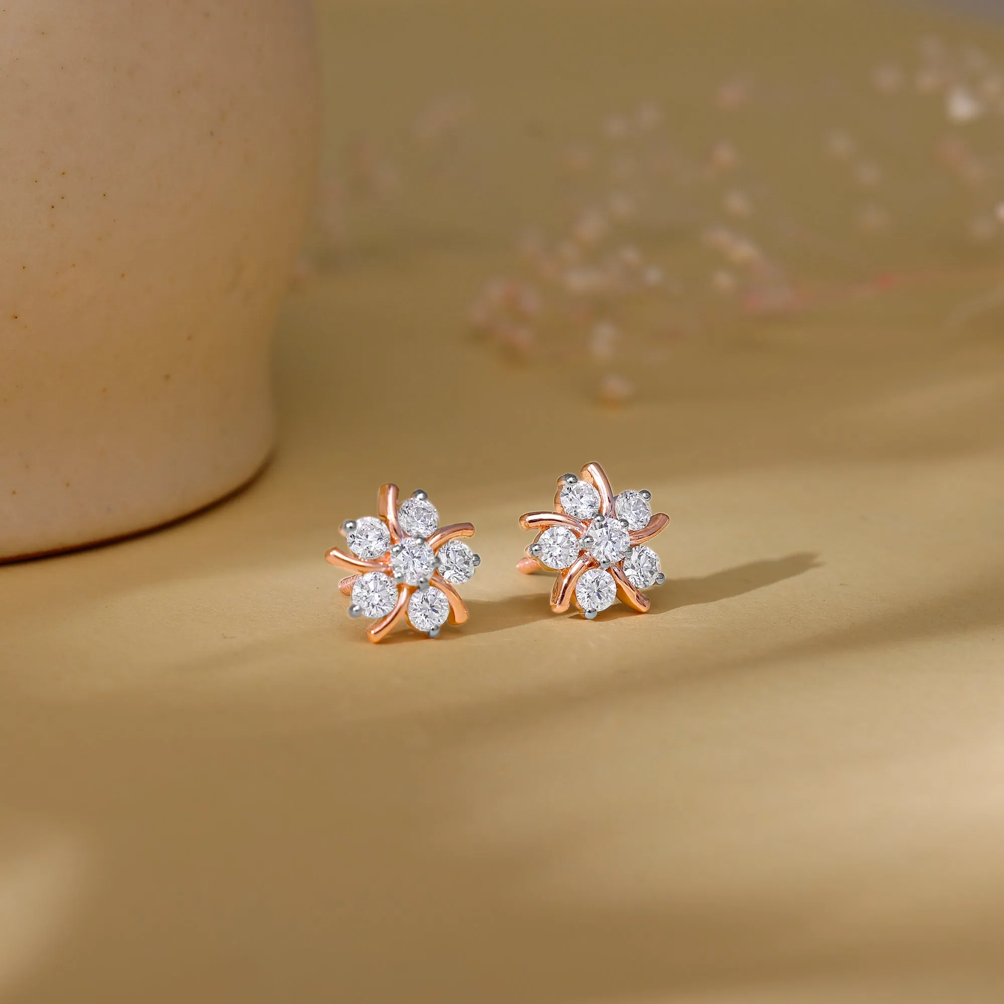 Rose Gold Elixir Solitaire Diamond Earrings Giva