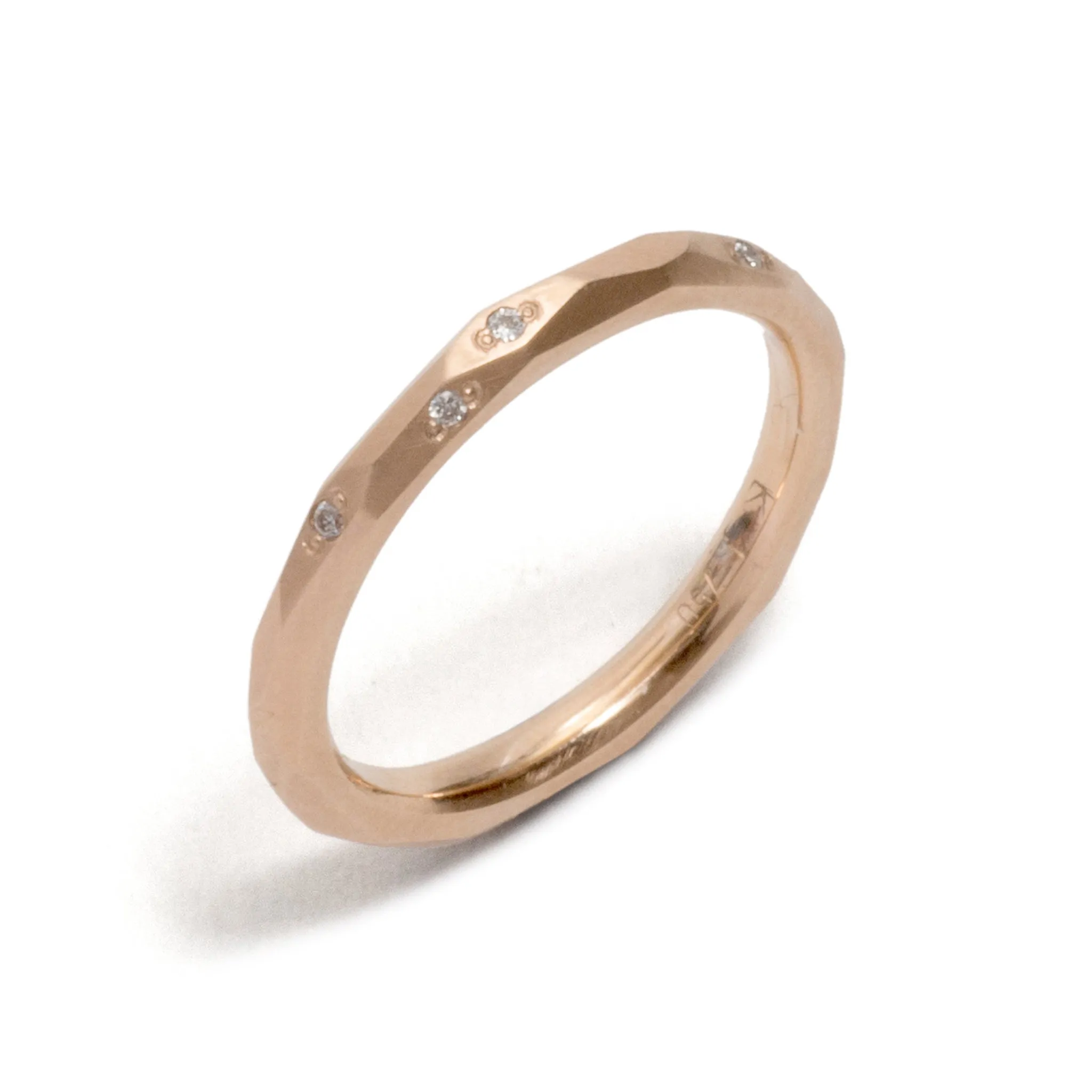 Rose Gold Faceted Diamond Wedding Ring Pieces of Eight