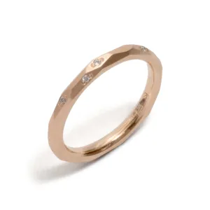 Rose Gold Faceted Diamond Wedding Ring Pieces of Eight