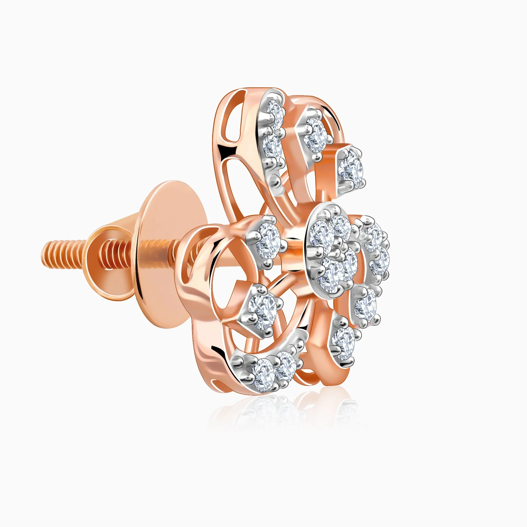 Rose Gold Floral Bae Diamond Earrings Giva