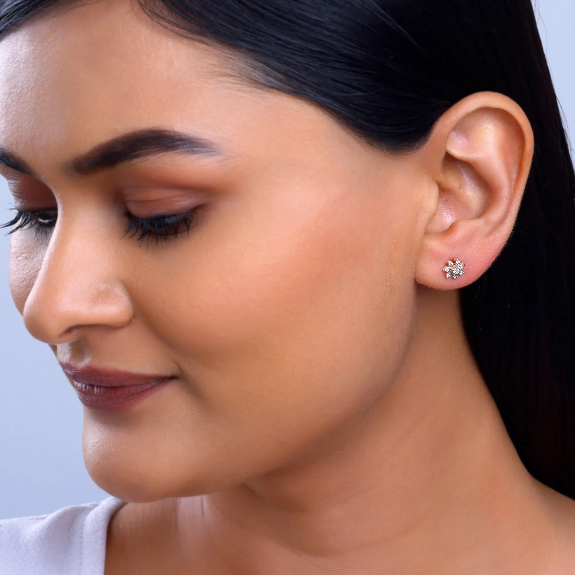 Rose Gold Floral Musings Diamond Studs Giva