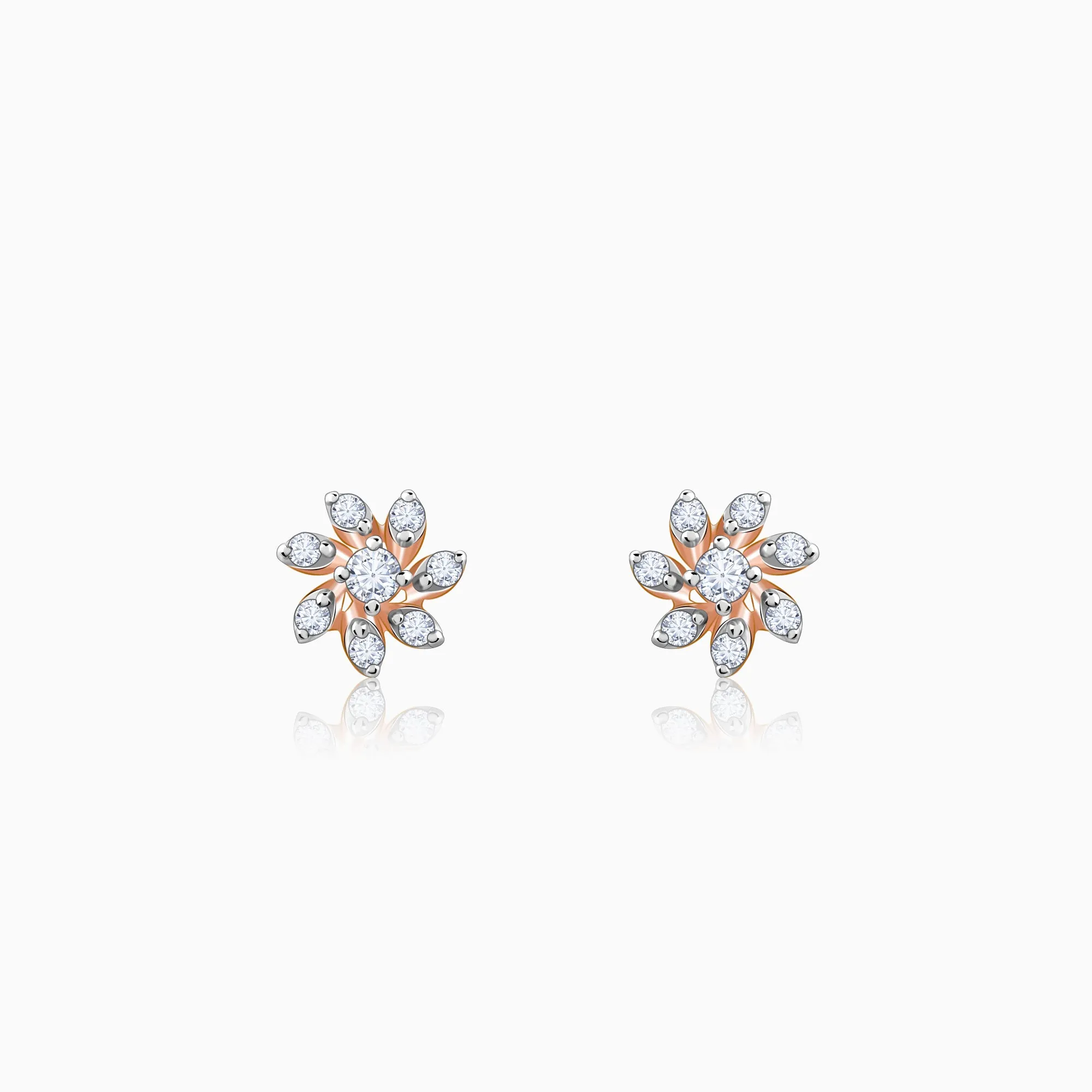 Rose Gold Floral Musings Diamond Studs Giva